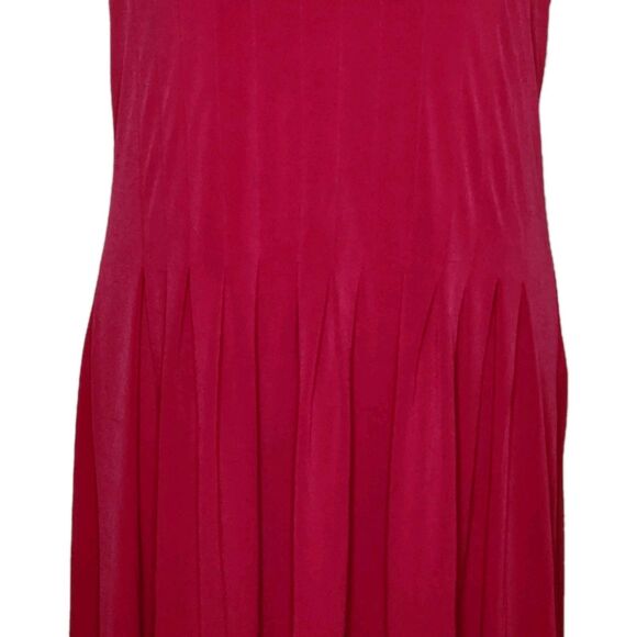 Talbot's Sleeveless Midi Dress Pleated Women's 12P Red Stretch Jersey Knit - Picture 3 of 11